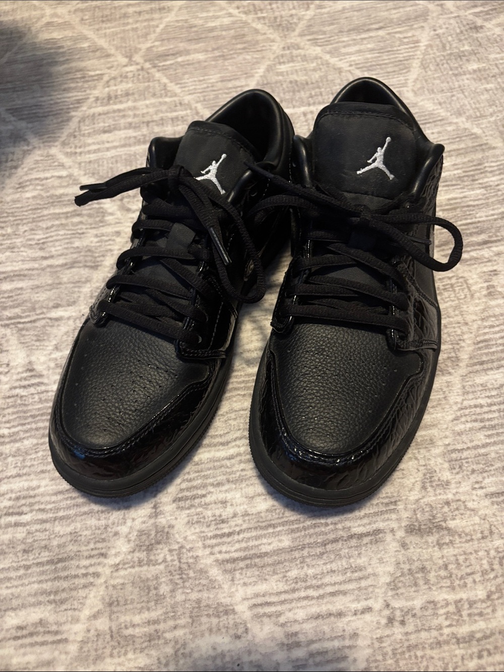 Women’s Air Jordan 1 Black Low-Top Sneakers with White Jumpman